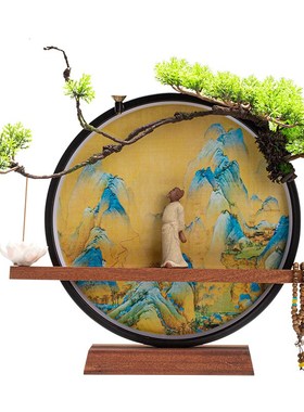 禅意李白陶瓷雕像古代人物 USB灯圈创意博古架茶室工艺品装饰摆件