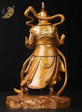 真古意 黄铜韦陀关公铜像摆件关二爷武财神像摆件客厅装饰品摆设