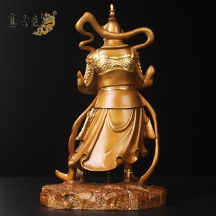 真古意 黄铜韦陀关公铜像摆件关二爷武财神像摆件客厅装饰品摆设