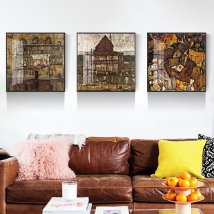 客厅餐厅走廊过道装饰画抽象仿油画席勒深秋小树壁画艺术店面挂画