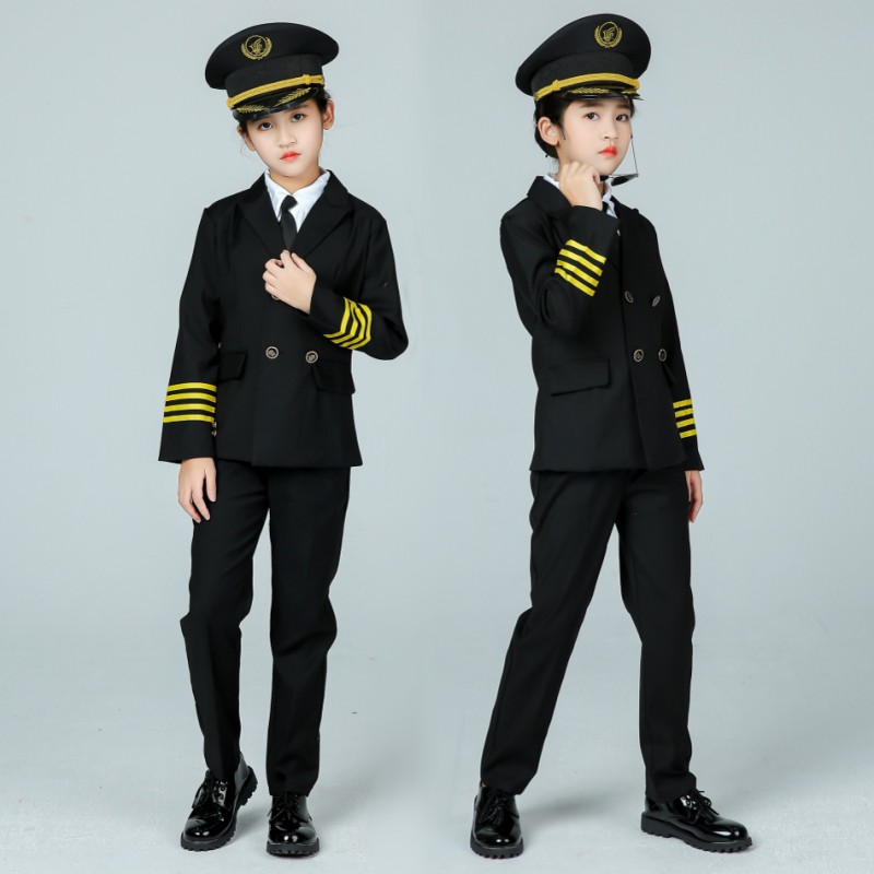 儿童空姐机长外套男女童空少飞行员制服航空摄影表演网红模特走秀