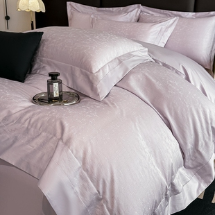 ROWHOLLY全棉提花四件套柔软亲肤纯棉床上用品家用棉被套被罩