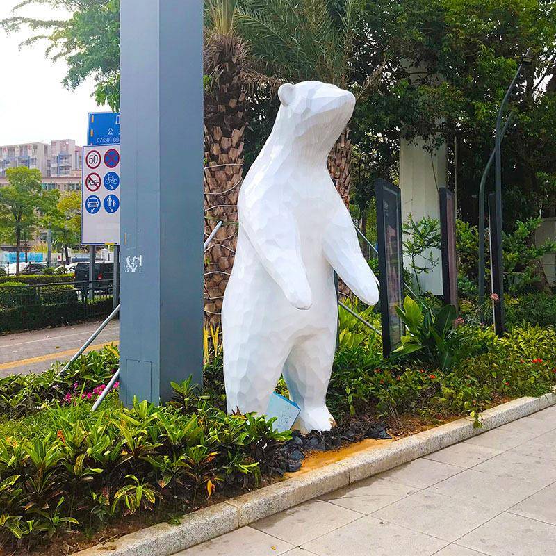 玻璃钢北极熊雕塑户外景区街道动物景观摆件公园小区草坪装饰小品