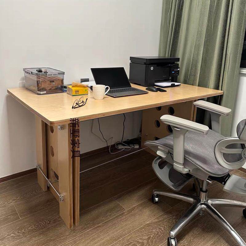 桦木海洋板光轴办公电脑桌单人工位桌大板家用办公室桌子不锈钢桌