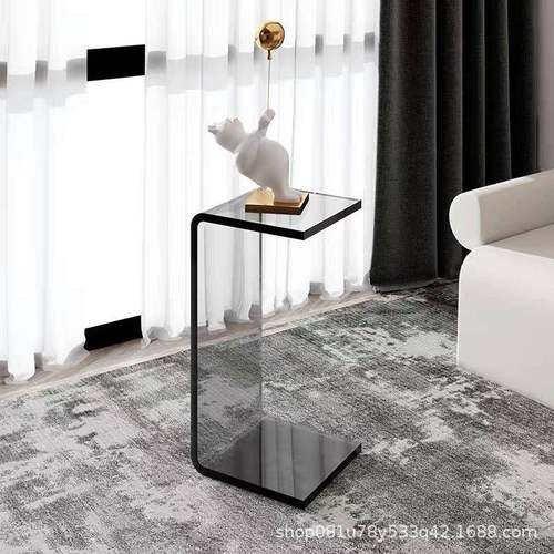 轻奢透明亚克力家用极简奶油风沙发边几小边桌简约客厅飘窗角茶几