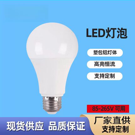 LED球泡灯A19家用塑包铝球泡灯宽电压110V  220V高亮恒流驱动灯泡