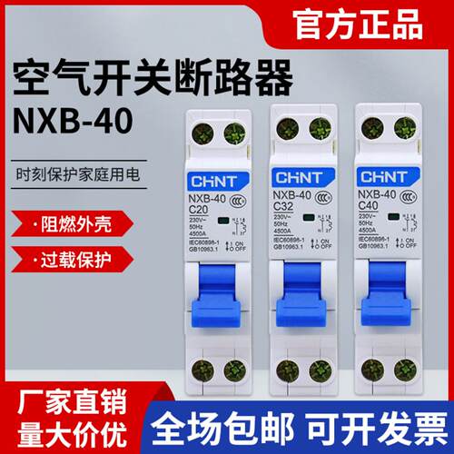 家用空气开关断路器NXB401P+N