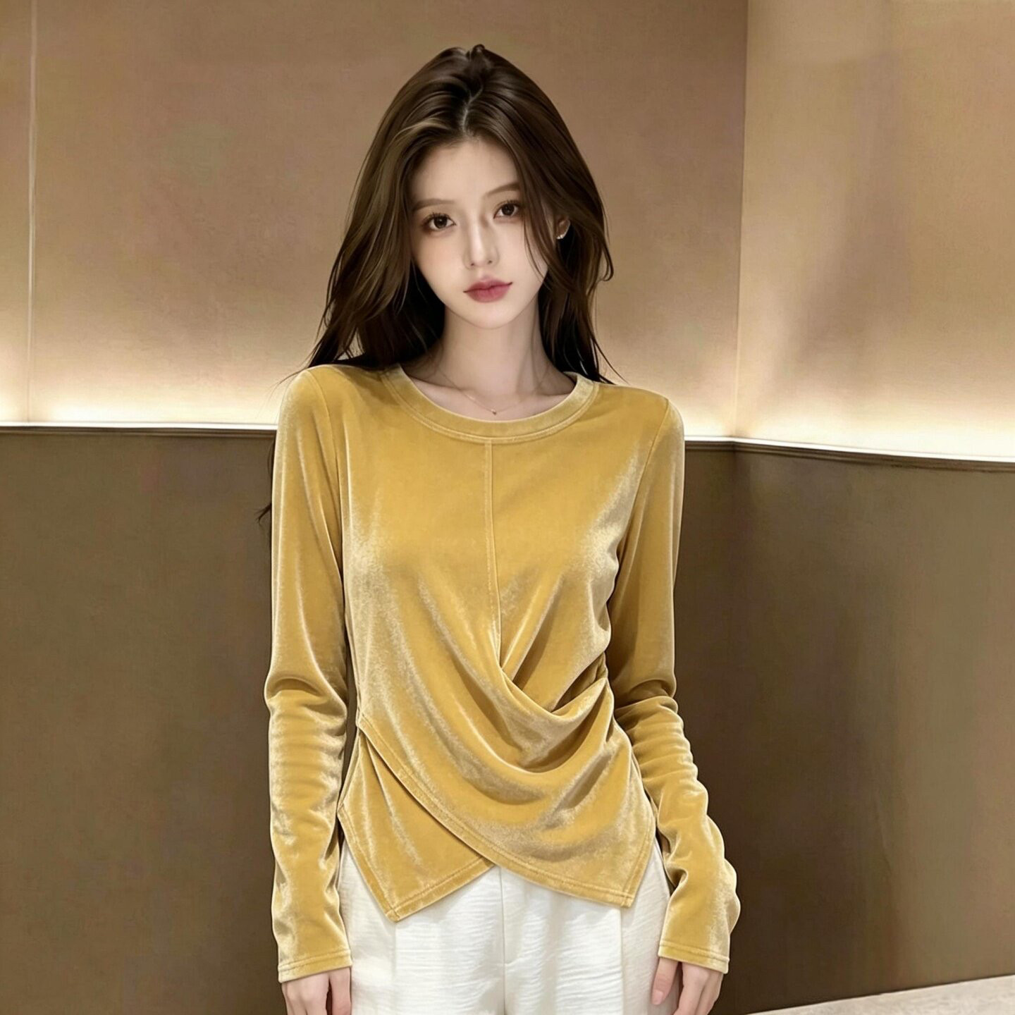 已出货200克95聚酯纤维5氨纶 2026春秋季新款韩版长袖T恤女