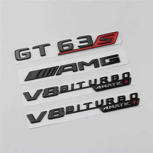 适用奔驰AMG车标GTS黑标GTR改装GT50后字标63S尾标53标贴黑色43