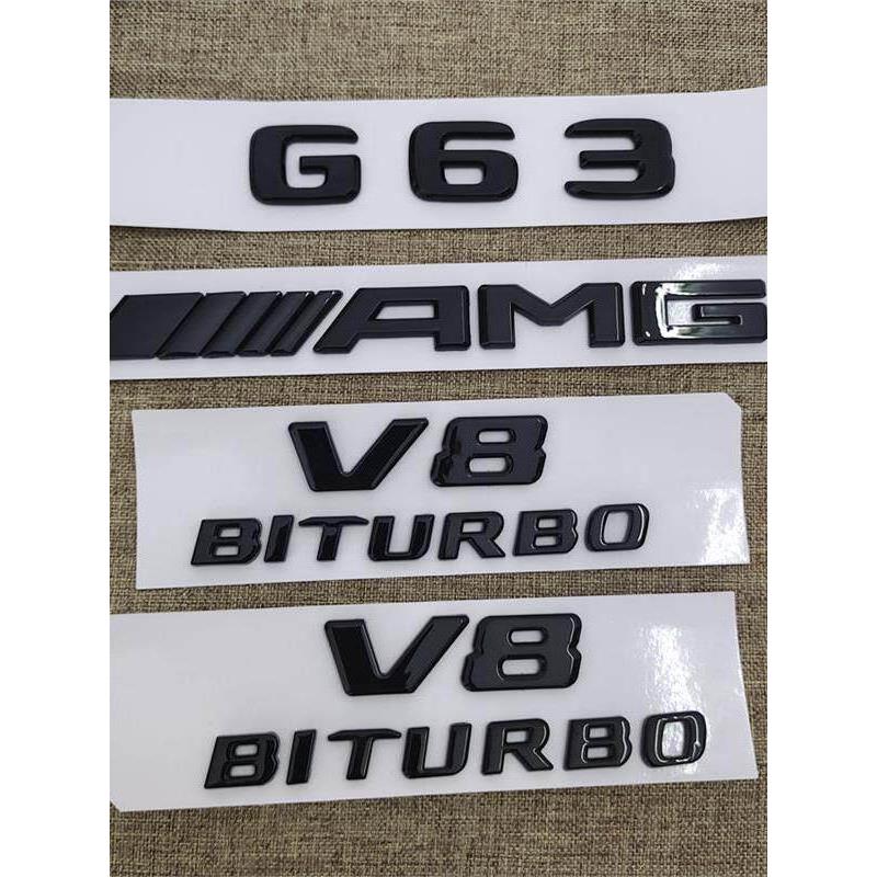 适用奔驰大G改装G500黑色车标G63车标G65AMG后尾标V8biturbo侧标