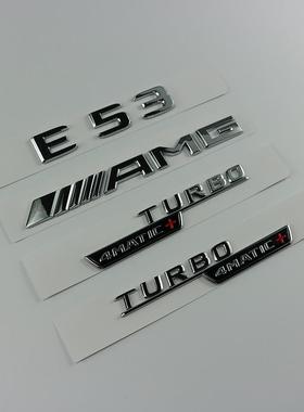 适用Benz车标AMG字E53标后E43尾标V8BITURBO4MATIC+奔驰E63侧标
