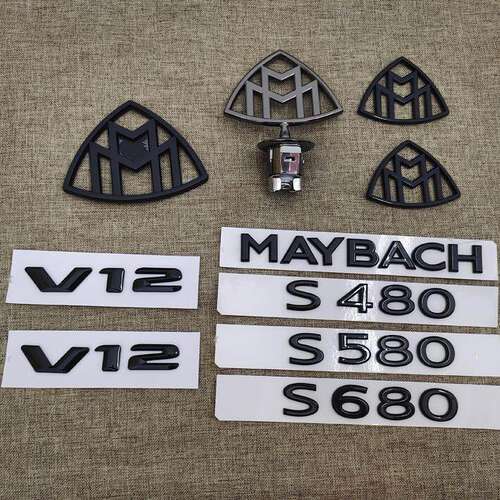 适用新款宾士S680字标尾标S400改装迈巴赫MAYBACH标志贴V12侧标