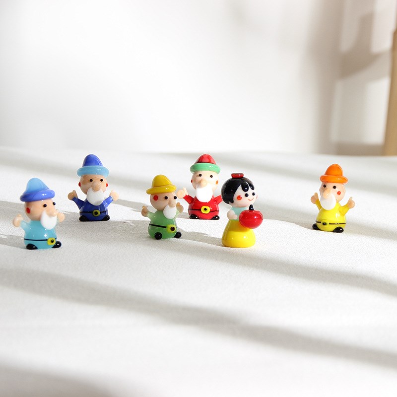 淄博博山琉璃工艺品摆件白雪公主和七个小矮人手办车载装饰摆件