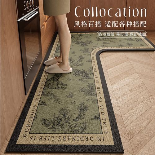厨房专用地垫L形防滑防油可擦免洗耐脏家用皮革防水pvc脚垫地毯