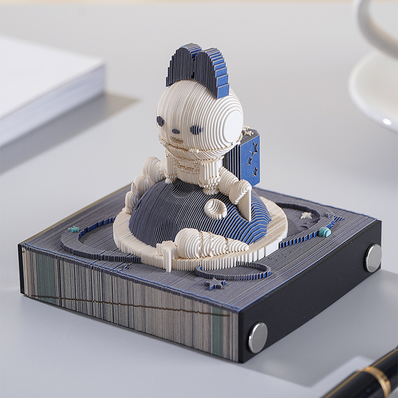 卡通可爱萌小兔3d立体纸雕便签纸创意摆件便利贴新颖精美礼物礼品