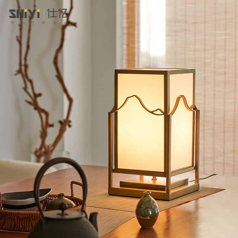 新中式客厅沙发旁装饰台灯复古中国风卧室床头灯禅意书房立式台灯,家装灯饰光源,装饰台灯,淘宝优惠券,粉丝福利购,淘宝优惠卷