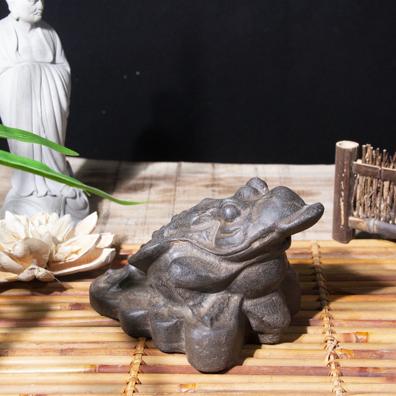 中国风仿青石禅意桌面水仙盆石头怀旧做旧吐水摆件花盆