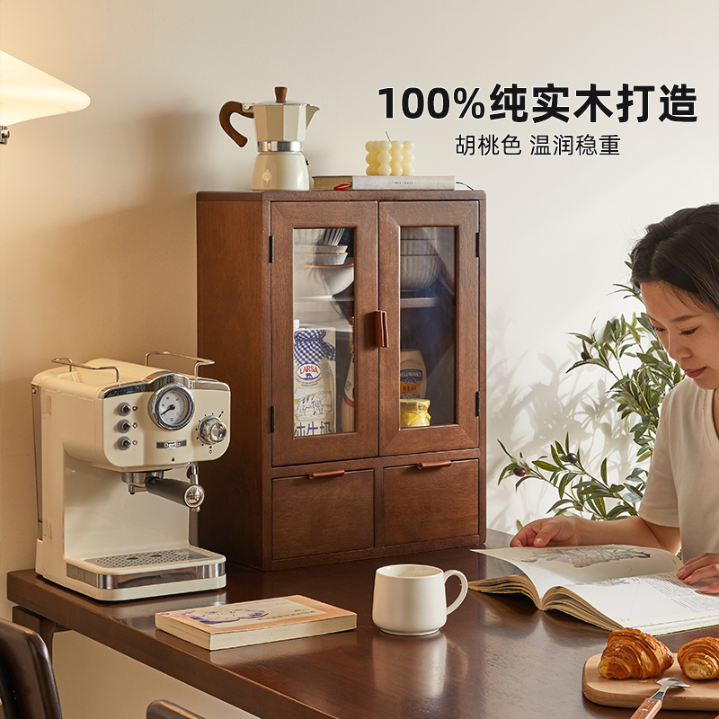 实木轻奢餐边柜厨房置物架墙壁柜家用餐桌碗柜台面储物高柜手办架