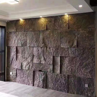 天然大理石蘑菇石花岗岩石皮电视背景墙自然面毛石别墅景观墙石材