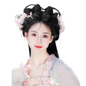 汉服假发古风懒人一体式 头饰明制假发髻盘发发包发箍全头套女 古装