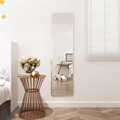 在墙上钢化玻璃镜子全身穿衣镜防爆无边框定制尺寸衣柜粘贴式 浴