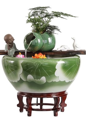 循环流水陶罐生态缸古法养鱼庭院造景摆件室内增氧过滤diy配件