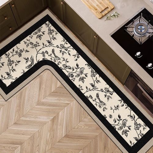 厨房专用L形地垫整块吸水防油脚垫防滑耐脏可擦免清洗高级感地毯