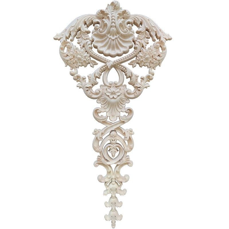 欧式实木雕花背景墙花片法式装饰贴花美式角花东阳木雕门心花大花