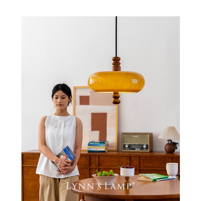 Lynns立意 高级感中古餐厅吊灯 侘寂灯餐桌上方法式茶室卧室主灯