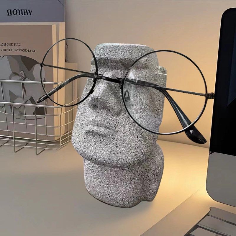 创意小众抽象石人像眼镜支架摆件放眼镜托搁架办公室桌面装饰品