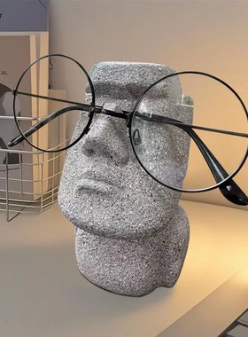 创意小众抽象石人像眼镜支架摆件放眼镜托搁架办公室桌面装饰品