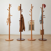 实木衣帽架落地卧室衣架房间简易晾衣服 挂衣架 架子家用单杆立式