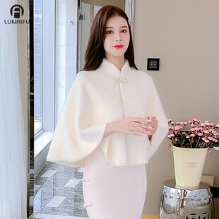 冬季年轻款改良版白色配旗袍的披肩外搭斗篷秋款2021年新款开衫女