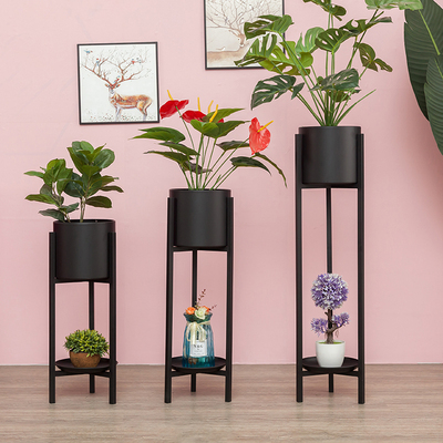 北欧花架子客厅沙发电视柜旁落地摆件阳台装饰绿萝简约铁艺花盆架