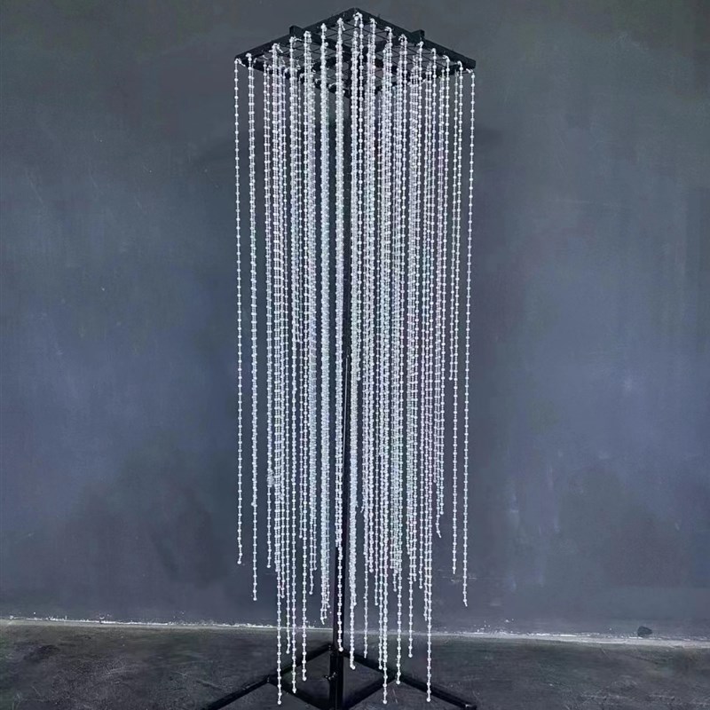 婚庆南洋风亚克力成品水晶珠帘方形若汐路引韩式婚礼堂道具吊灯