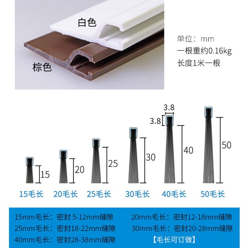 门缝门底密封条自粘型隔音条木门防盗玻璃门毛刷门扫玻璃门挡风条