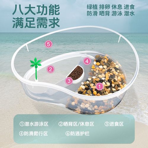 乌龟缸带晒台塑料养龟家用缸宠物龟小型手提家用盒子带盖子饲养容