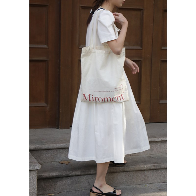 无拘2023年夏季长裙邻家女孩宽松舒适短袖女裙海军领白色连衣裙