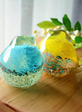 玻璃小鸟琉璃鸟生日礼物新婚情侣礼品创意纸镇桌面装饰美式小摆件