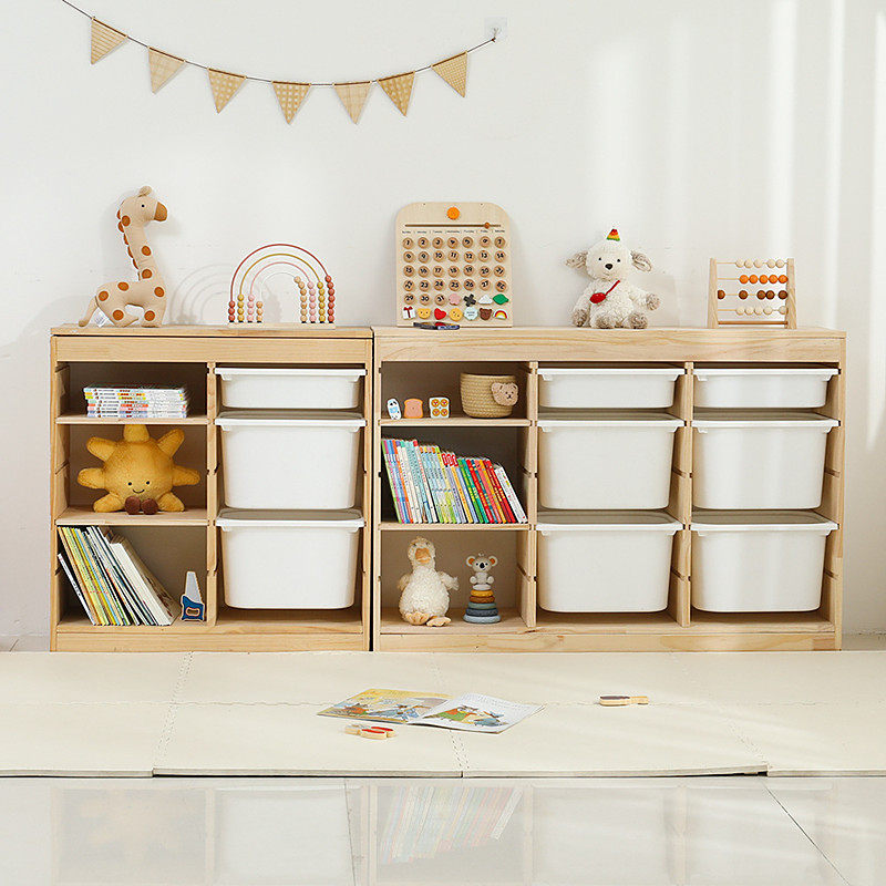 蒙氏实木收纳柜宝宝书架绘本架客厅靠墙玩具置物架儿童房布置