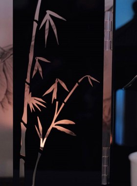 桌面压克力屏风新中式竹叶摄影道具展厅样板间装饰摆饰简约高级
