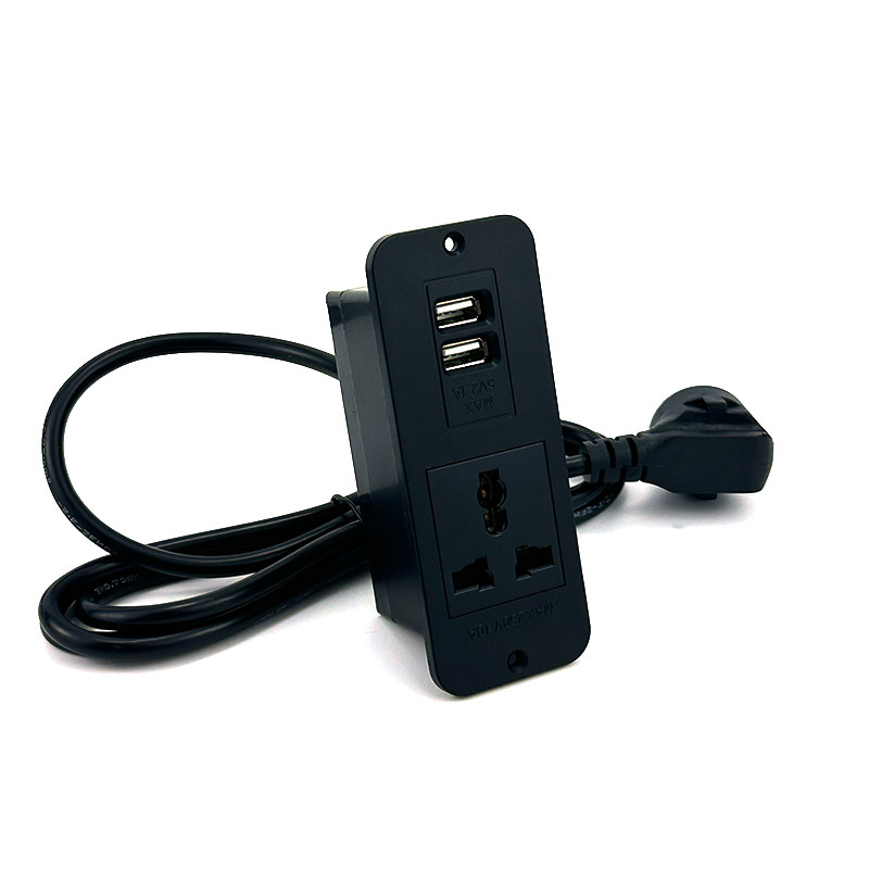 嵌入式桌面插座 办公室家俱带线USB整体橱柜子接线板暗装内嵌隐形