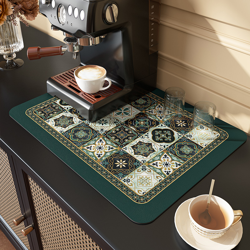 咖啡机沥水垫厨房台面垫子硅藻泥吸水纳帕纹软垫碗盘隔热垫杯垫
