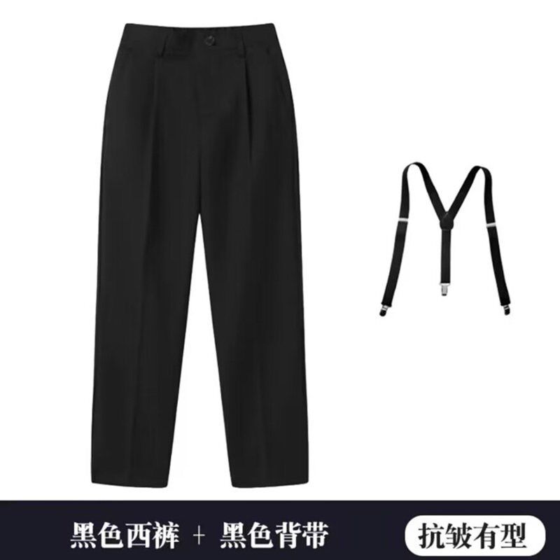 秋冬胖男女童小学生黑色演出直筒加绒西裤中大儿童休闲白色长校裤