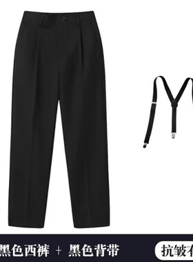 秋冬胖男女童小学生黑色演出直筒加绒西裤中大儿童休闲白色长校裤