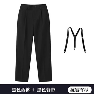 秋冬胖男女童小学生黑色演出直筒加绒西裤中大儿童休闲白色长校裤