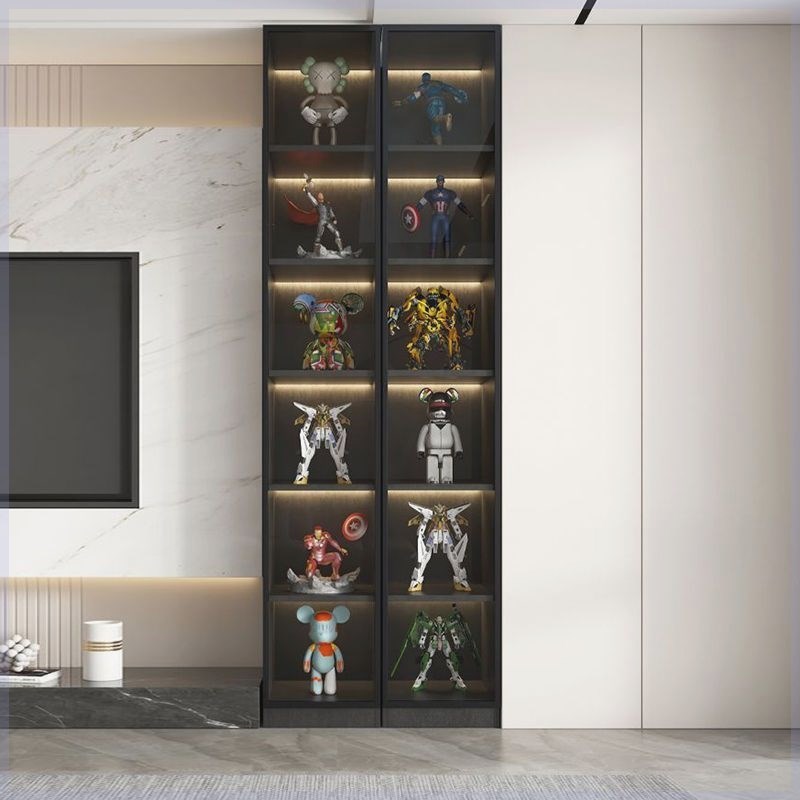 玻璃门实木手办展示柜电视边柜窄书柜客厅夹缝置物柜餐边柜定制