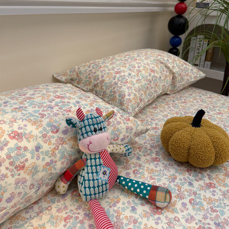 田园碎花少女小清新全棉枕套可爱口袋枕套48*74一对装枕头套单人