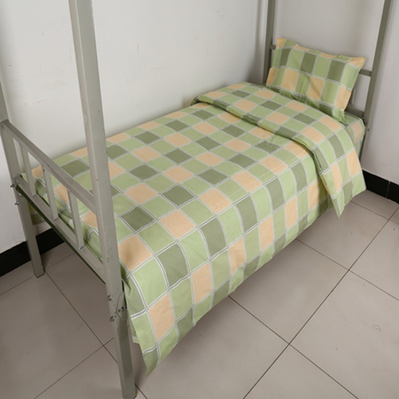 学生三件套 全棉斜纹单人 纯蓝色格子上下铺宿舍0.9米 1.2m 3件套