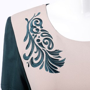 靓诺时尚优雅气质绣花连衣裙夏季新款修身显瘦中长裙LL16148A